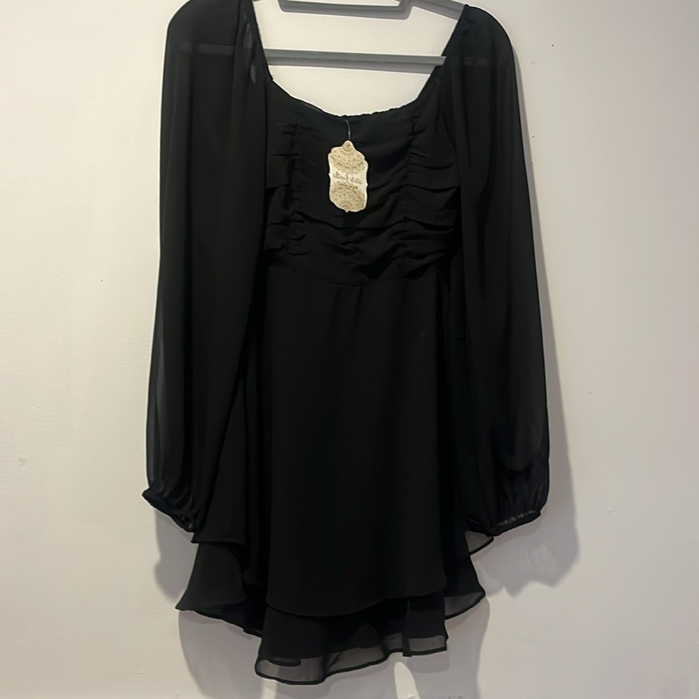 Altars state long sleeve black mini dress